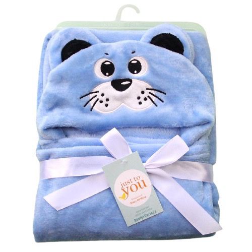 Selimut Bayi Topi Boneka / Selimut Bayi Karakter Fleece-Seal Biru