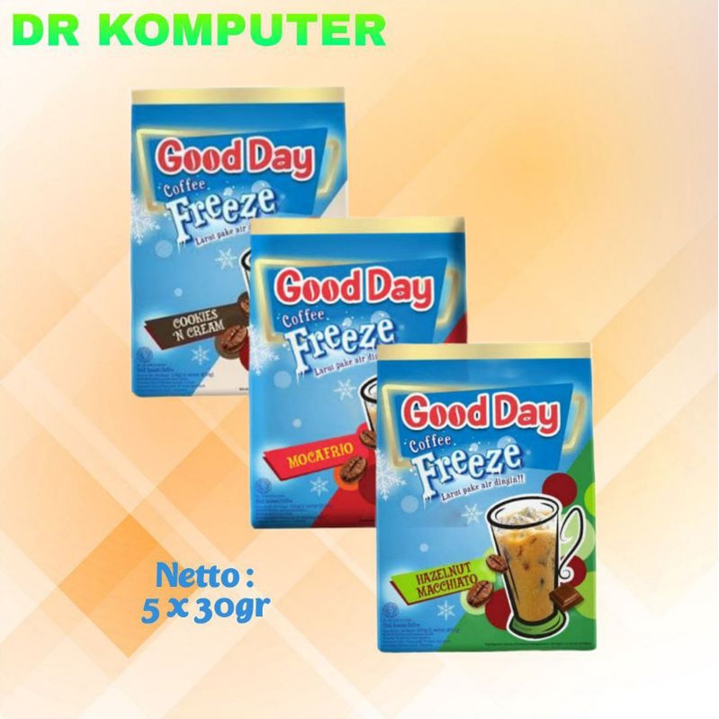 

good day coffee freeze 5sachet X 30g hazelnutmacchiato/cookies&cream/mocafrio kopi instant