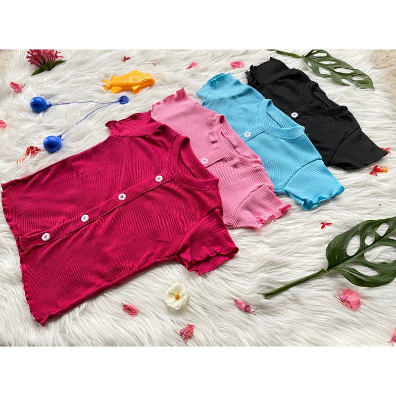 Baju Atasan Anak Perempuan CHILA Ruffle Knit Tee Rib | Baju Atasan Anak Perempuan Bahan Rib Knit Halus Dan Lembut