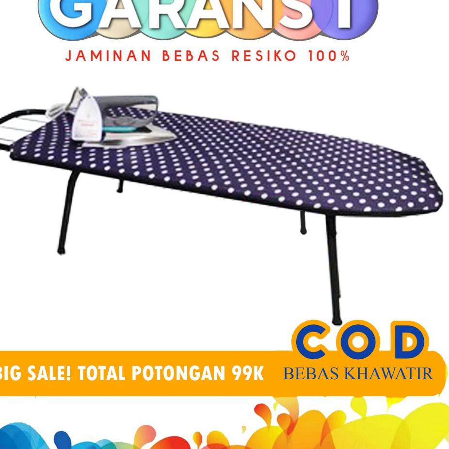 ❊ Meja Setrika Lipat Duduk Meja Gosokan Setrika Kaki Besi Polkadot Nyaman untuk Lesehan ✭