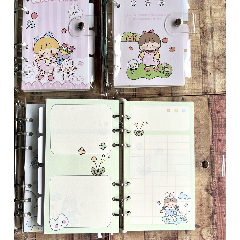 Binder A6 + Isi Karakter Lucu - Binder Cute DIY Planner - Diary Jurnal - Journal - Agenda Organizer Soft Cover