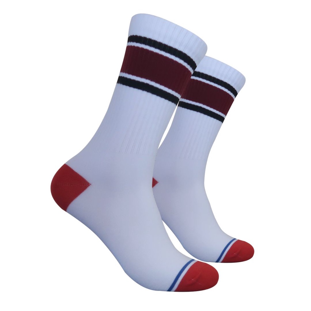 Kaos Kaki Motif Garis 3 List Hitam Maroon Hitam ( G25 )