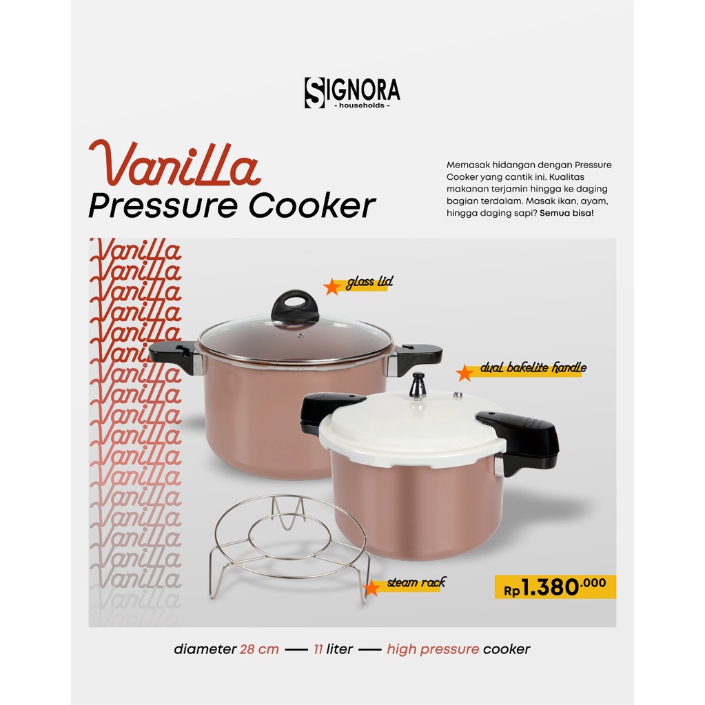 Signora Panci Presto Vanila 11 Liter (Kompor Gas & Induksi)