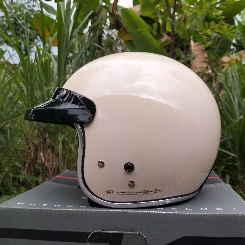 Helm BOGO List Chrome HNL kaca datar Original SNI