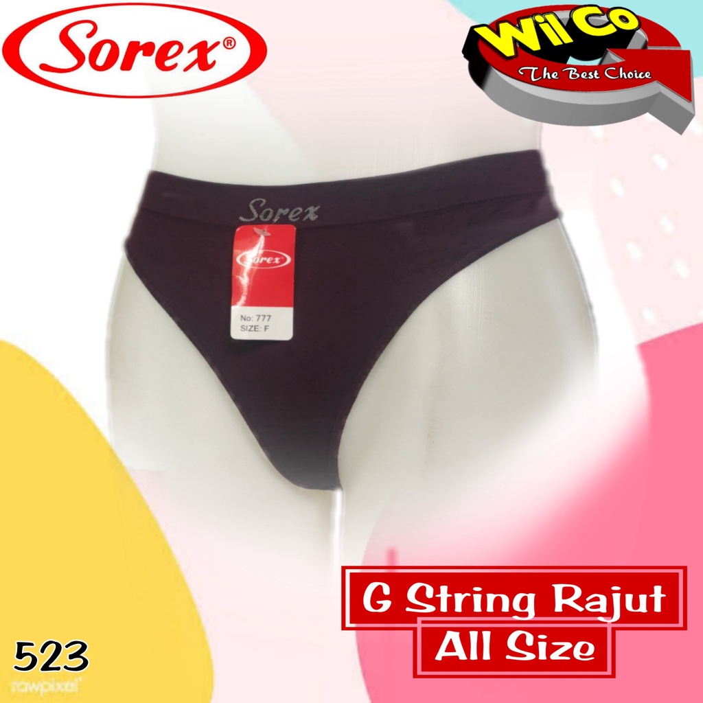 K523 - (Harga Per 1 Potong) CELANA DALAM GSTRING PAKAIAN WANITA PAKAIAN DALAM WANITA SOREX RAJUT FREESIZE