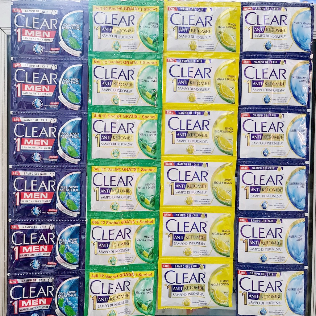 Shampo CLEAR Rentengan isi 12sachet / Clear shampoo saset renceng Anti Ketombe Sampo Clear man Rence