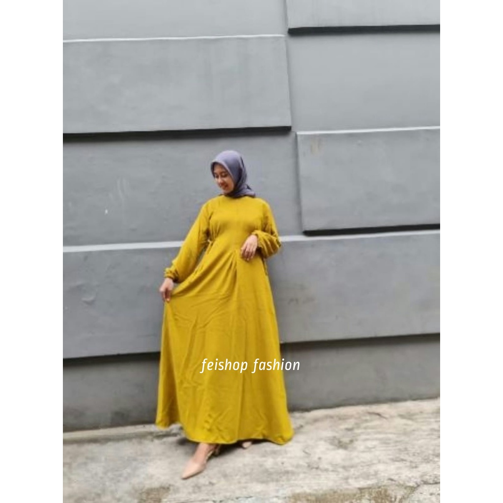 Ayunda Dress Bahan Crinkel Airflow Gamis Polos