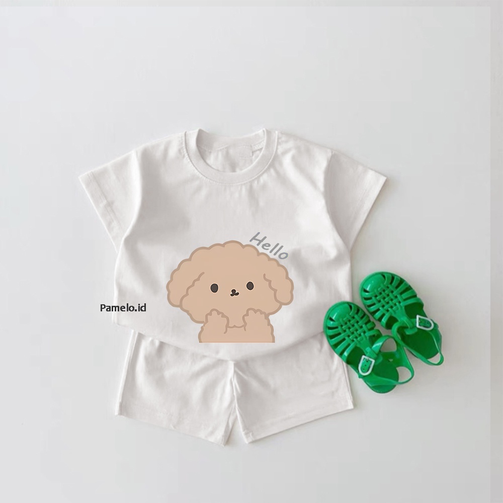 Pamelo.id Set Anak Viral / Hello Pupy / Fashion Anak / Stelan baju anak / Korea Style / Set Balita