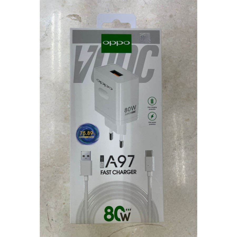 CHARGER OPPO A97 80W SUPPORT VOOC &amp; FAST CHARGING KABEL BATOK 1SET READY TYPE MICRO DAN TYPE-C