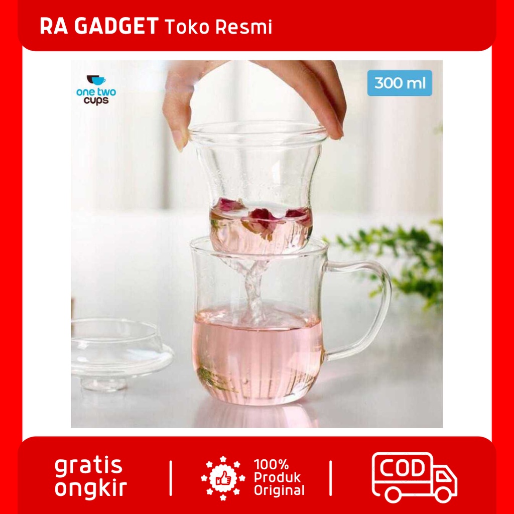 Gelas Kopi Teh 300ml with Infuser Filter / Cangkir Saringan Teh Thai tea Tubruk Halus Poci Manis Gag