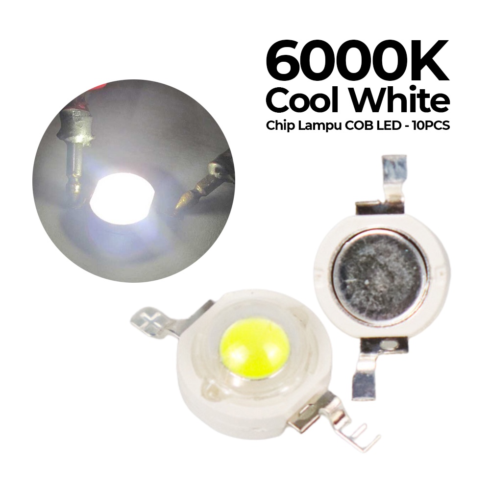 Chip LED Lampu COB Spotlight Cool White 6000K 1W 8mm 10pcs - A-23 - White