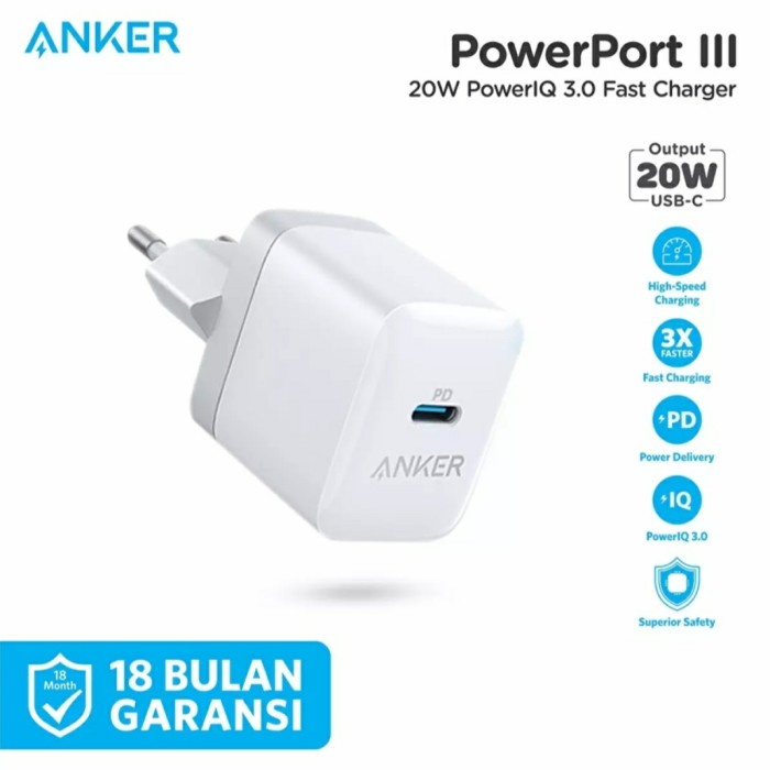 Anker PD Fast Charger 20W PowerPort III Nano PIQ 3.0 iPhone 12 iPad