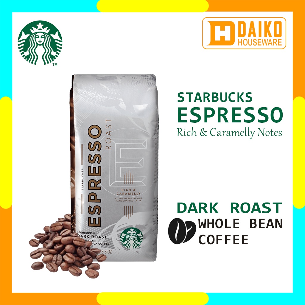 Kopi Starbucks Whole Bean Espresso Roast - Dark Roast Coffee Sachet Bag 250 gr