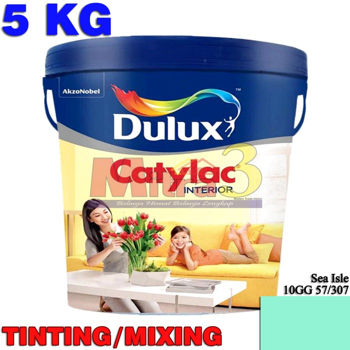 langsung order saja] Cat Tembok Dulux CATYLAC Interior Sea Isle Hijau Telur Asin 5 KG Galon