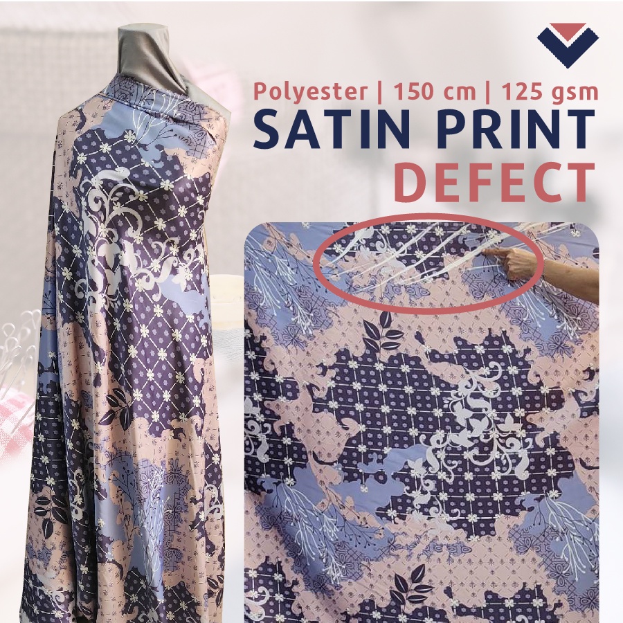 [PER 0,5 M] DEFECT Kain Bahan Satin Silk Velvet Lebar 150 cm Premium Motif Printing Print ECER 1/2 METER METERAN 50 CM CENTIMETER