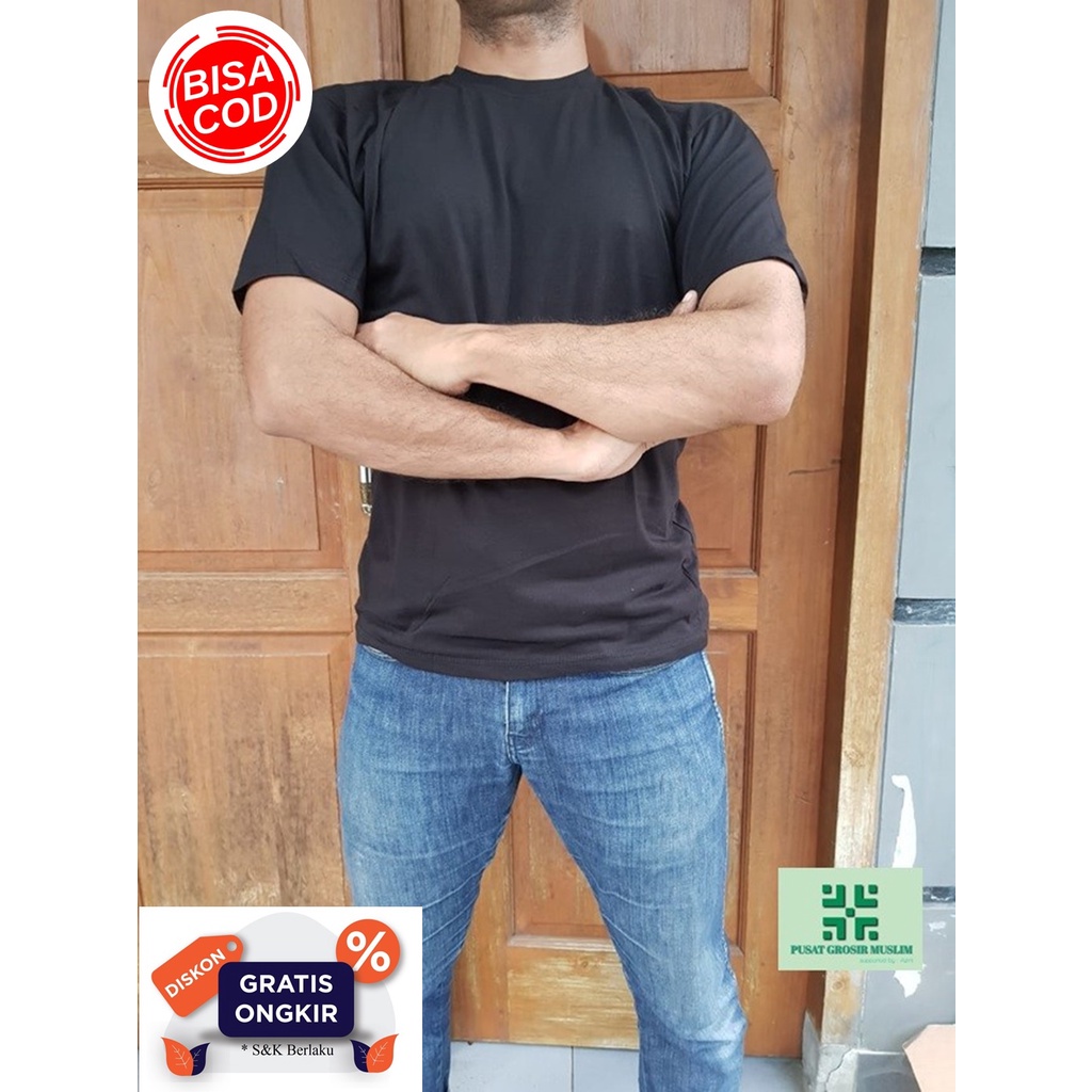 Diskon Kaos Polos Lengan Pendek Kerah O Neck Combed 30s Hitam Polos