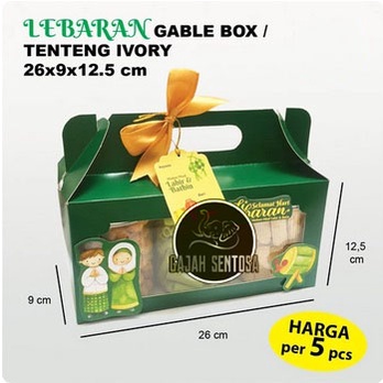 

GABLE BOX | DOS TENTENG LEBARAN 26x9x12,5 cm IVORY HIJAU