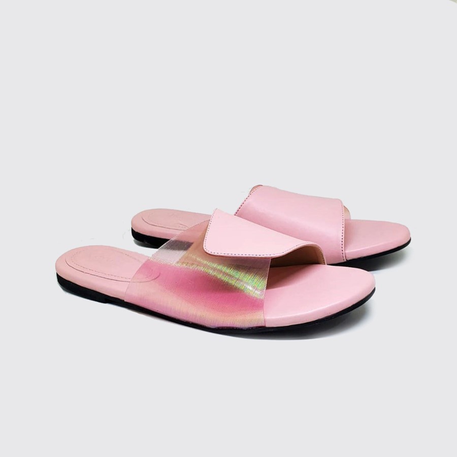 ARUNA SLIDE BIG SIZE | Sandal Wanita Flat Pink Beauty / Sendal Indoor Cewe Ukuran Jumbo 40-45