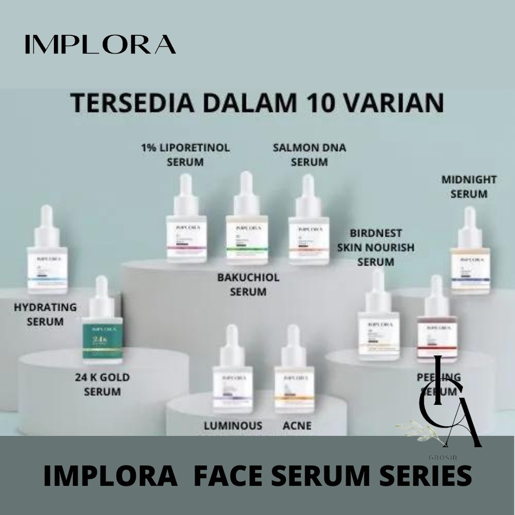 ICA ∞ IMPLORA Face Serum 20ml | Serum Wajah Brightening Hydrating 24K Gold Bakuchiol Retinol