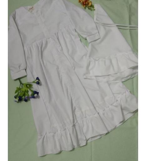✲ gamis anak  full katun putih polos manasik dan ada untuk bundanya katun toyobo ✶