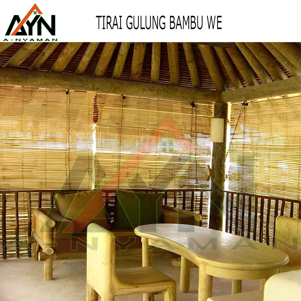Tirai bambu WE gulung ukuran 60 x 200 tirai bambu jendela kaca rumah