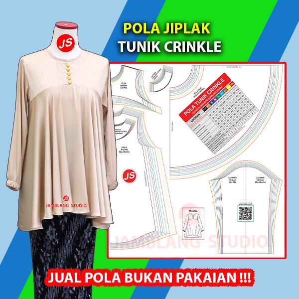 Pola Jiplak Tunik Crinkle [ Pola Baju Jamblang Studio ]