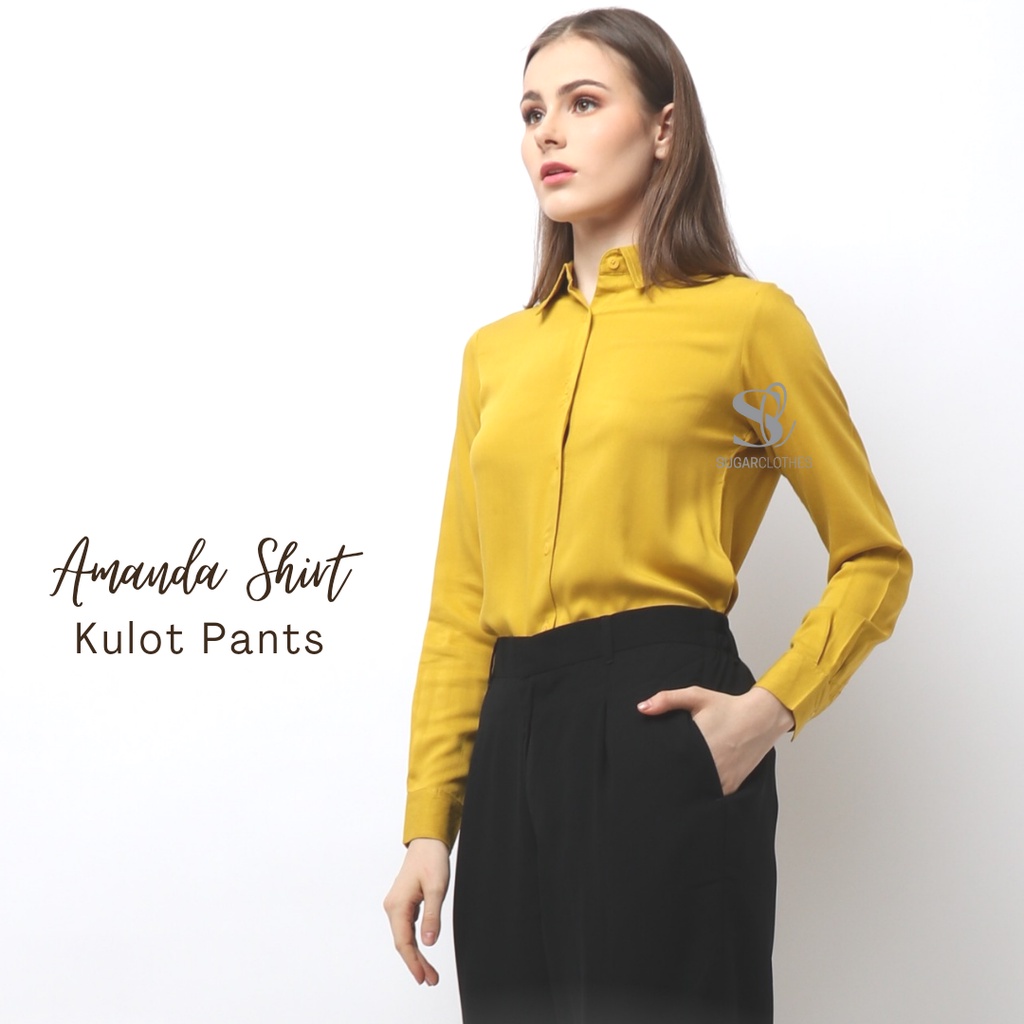 Kemeja Polos Amanda - Kuning Mustard