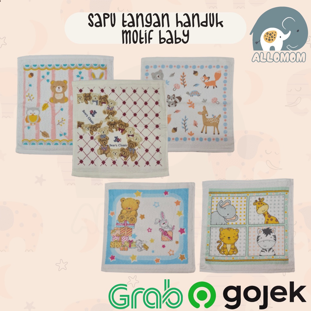 [PREMIUM] SAPU TANGAN BAYI / WASLAP BABY MOTIF ANAK BAHAN HANDUK KATUN 100% LEMBUT DAN MENYERAP AIR