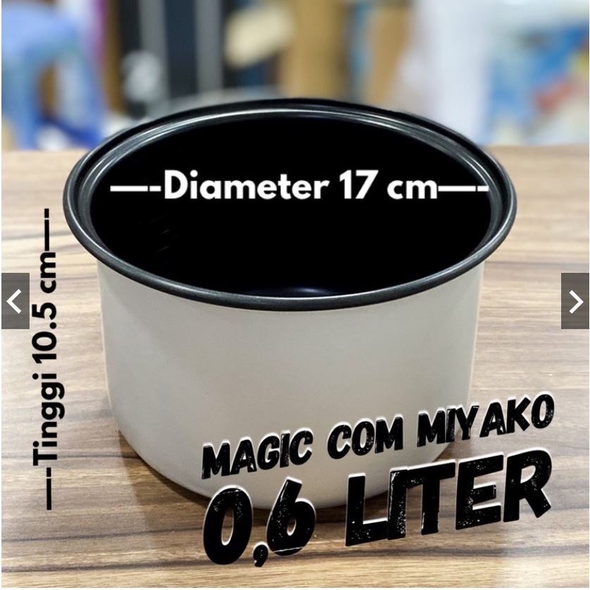Panci Magic Com Miyako Original Teflon Rice Cooker miyako Ukuran 0.6L 606 Panci teflon Magic Com Miyako Nanoal 0,6liter / Panci Rice Cooker MCM 606 Original 0.6 L BISA UNTUK COSMOS 1001