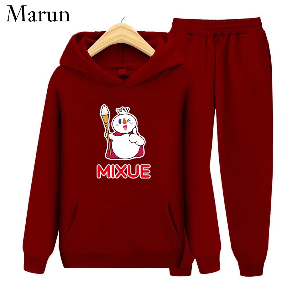 Hzl_outfit Setelan Hoodie Sweater Anak Cowok Dan Cewek Mixue Top/ Setelan Hoodie Anak S,M,XL