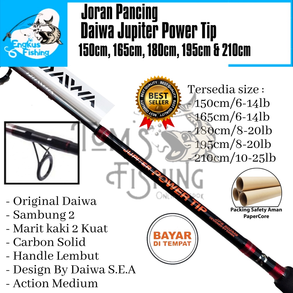 Joran Pancing Daiwa Jupiter Power Tip 150cm - 210cm (Original) Carbon Solid - Engkus Fishing