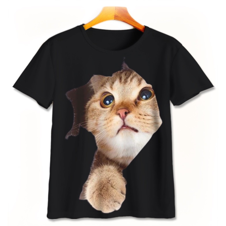 Kaos 3D Anak | Baju Printing | Kaos 3D - Baju Gambar Binatang / Hewan Kucing Lucu Cat Lovers V9 Stic