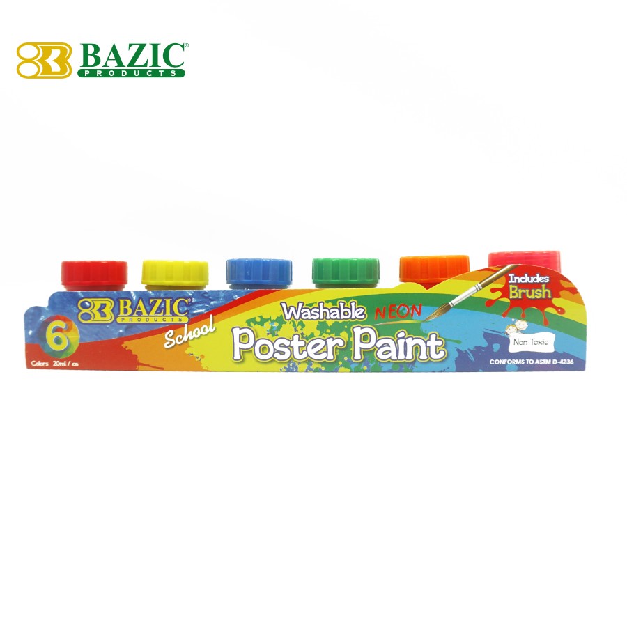 

Bazic Poster Paint 6 Neon Colors with Brush - Cat Poster