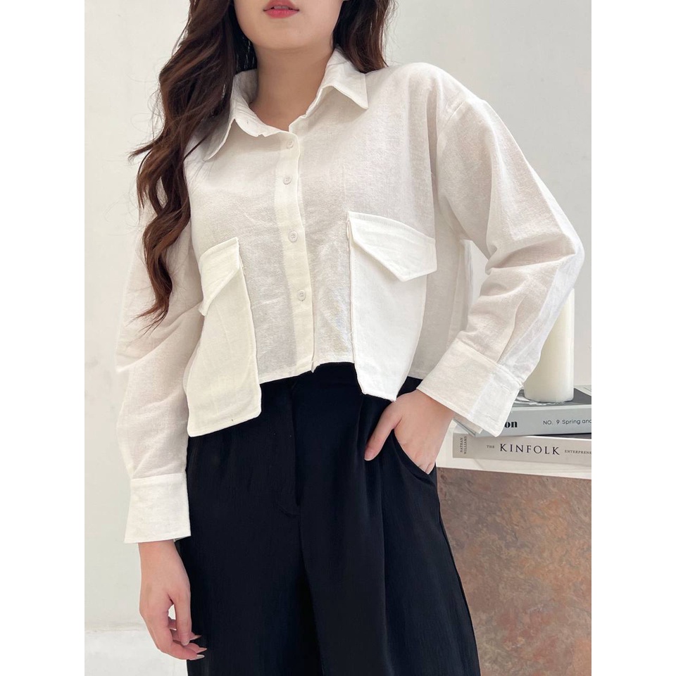 BEFAST - ZRX OOTD WANITA HEM POY / KEMEJA CROP TYSA SHIRT TWISTCONE / HEM Wanita Model Terbaru / Pakaian Kerja Wanita Casual / Kemeja Crop Lengan Panjang / Fashion Remaja ABG Kekinian / Outfit Daily Wanita Remaja / Kemeja Polos Formal