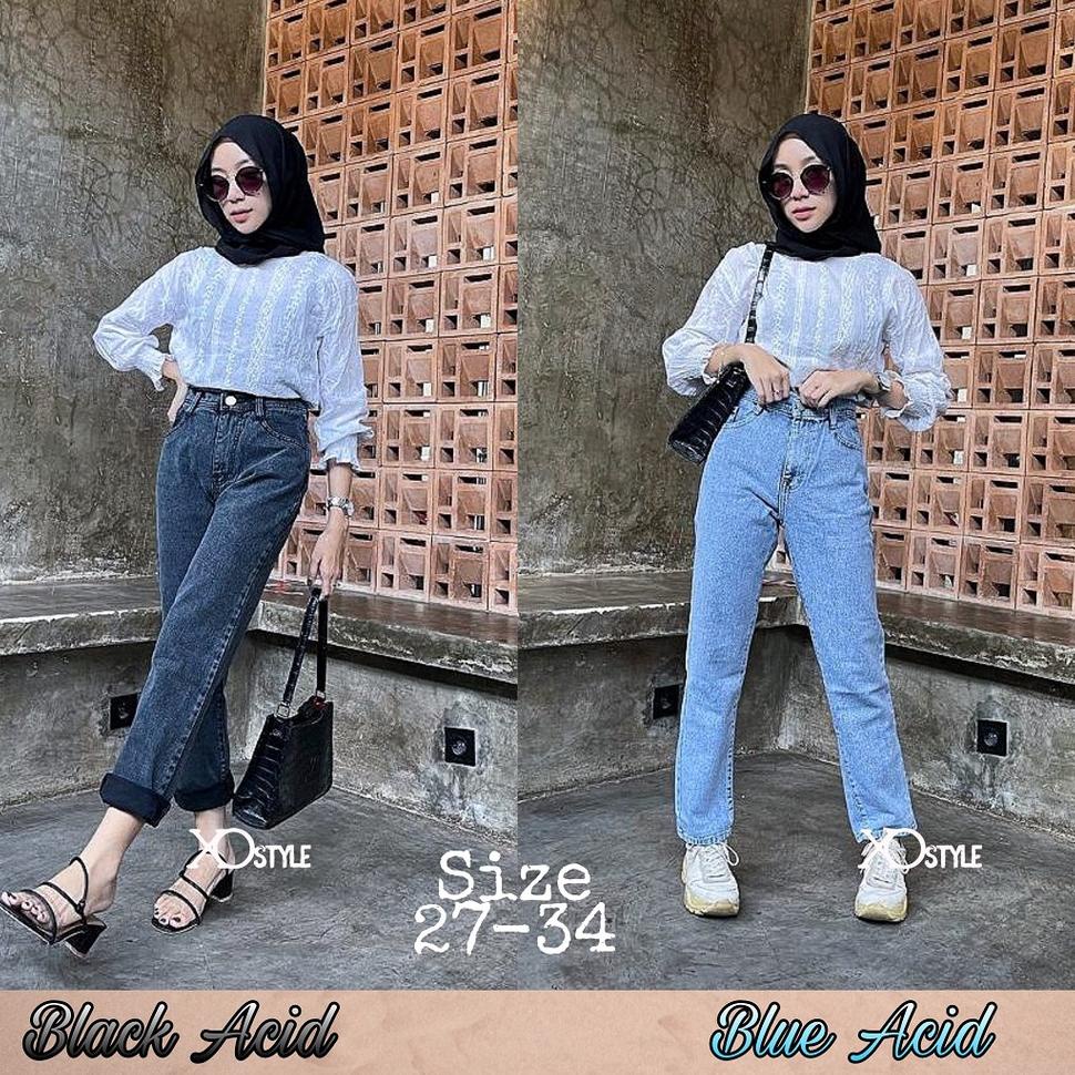 LANGSUNG ORDER Celana Boyfriend Jeans Snow / Celana Boyfriend Jeans cewek / Celana Panjang Jeans Wan