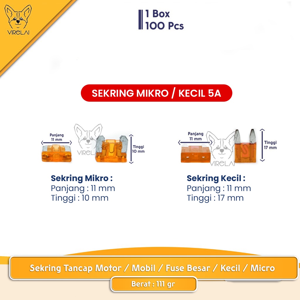 [1 BOX] Fuse Mikro / DX Micro / Kecil / Besar Motor / Mobil Sekring Tancap 5/7.5/10/15/20/25/30A