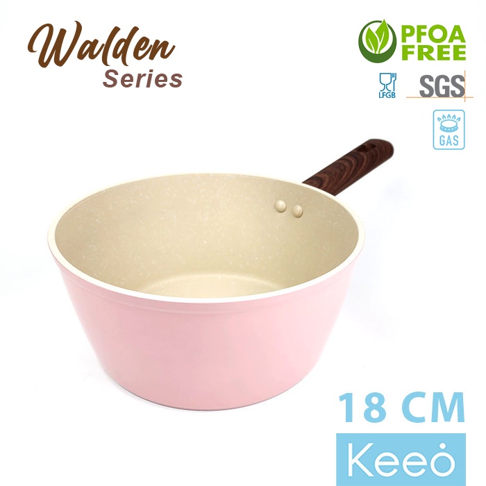 Keeo Walden 18 cm Panci Anti Lengket Marble Granit Pink