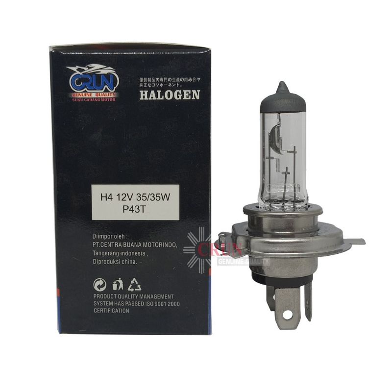 Bohlam Lampu Depan Halogen H4 Blue Biru Crun 12V 35/35W 35W 35Watt 35 Watt