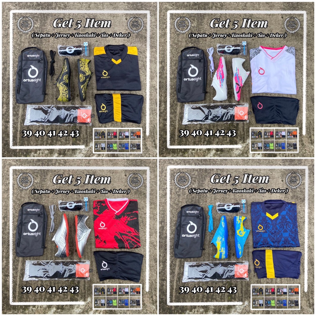 Paket Lengkap 5 Sepatu Futsal Ortuseight Model Terbaru