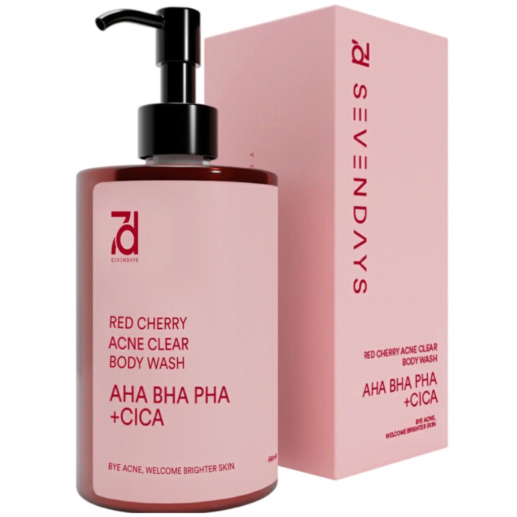 Seven Days Red Cherry Acne Clear AHA BHA PHA Body Wash (PINK) 360ML (7DBW Red Cherry)