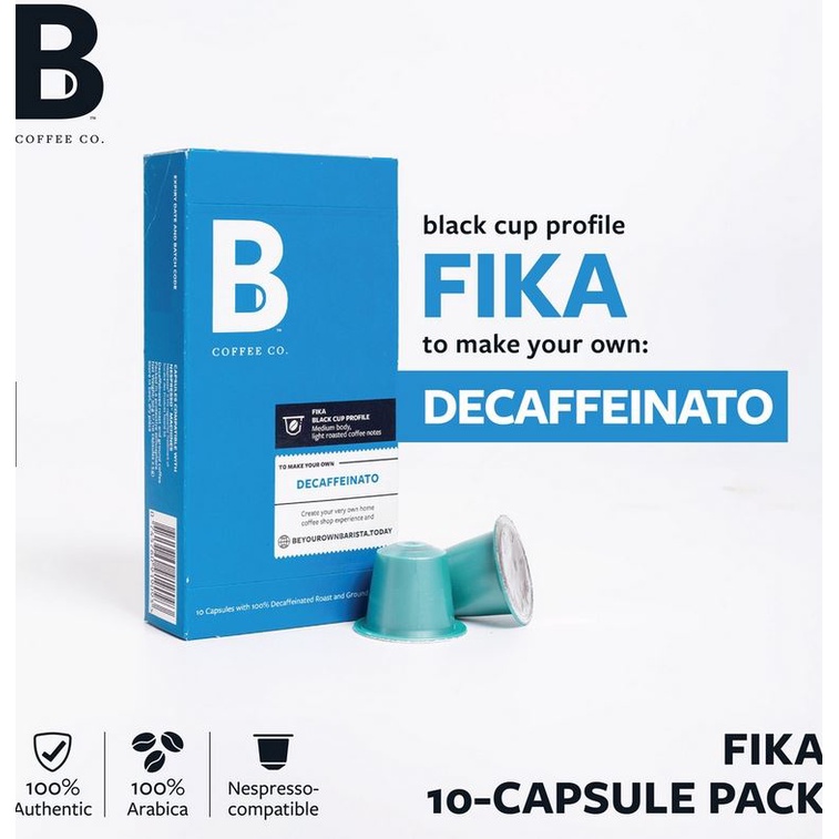 

B Coffee Co. Fika Decaffeinato Nespresso Compatible Coffee Capsules