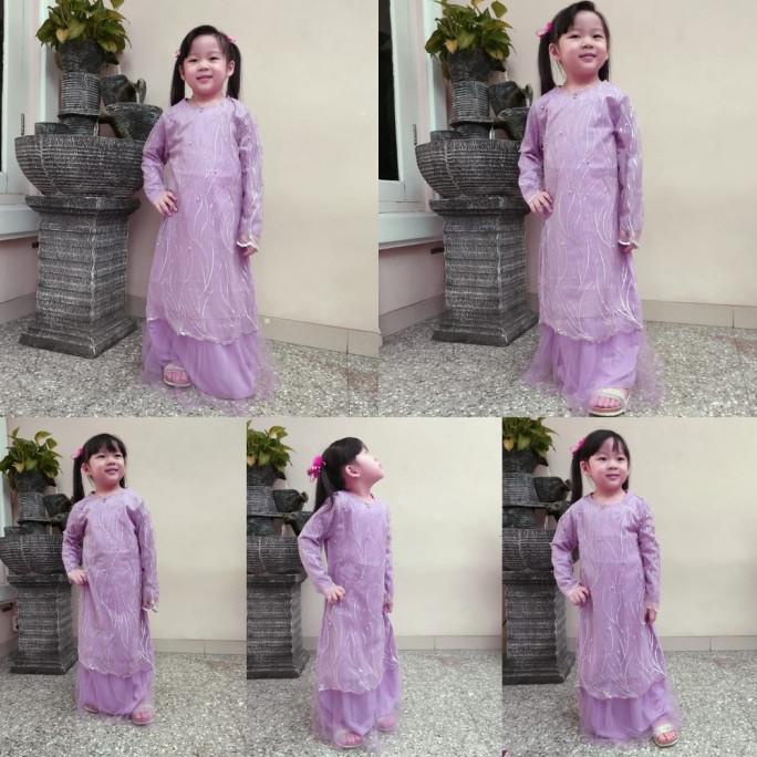 MURAH Gamis Brukat Brokat Anak Perempuan Polos GERALDA Warna UNGU LAVENDER