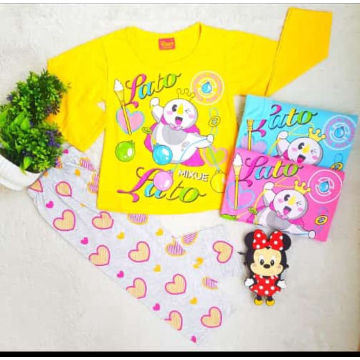 SETELAN VIRAL TEK TOK LATO-LATO ANAK PEREMPUAN UMUR 1-11 TAHUN / BAJU TIDUR TEK TOK LATO-LATO VIRAL 