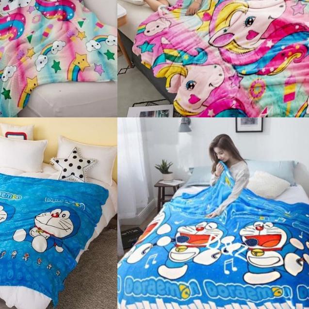 ✷ TERBARU Selimut Bulu Motif Selimut Karakter Selimut Bulu Anak Lembut Tebal SELIMUT DORAEMON - HK ♘