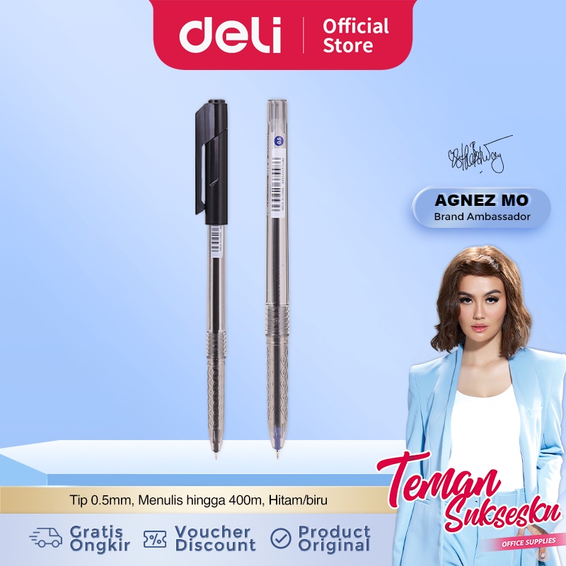 

Deli Pulpen 0.5mm Hitam Biru 1 BOX / 12 Pcs EQ00820 EQ00830