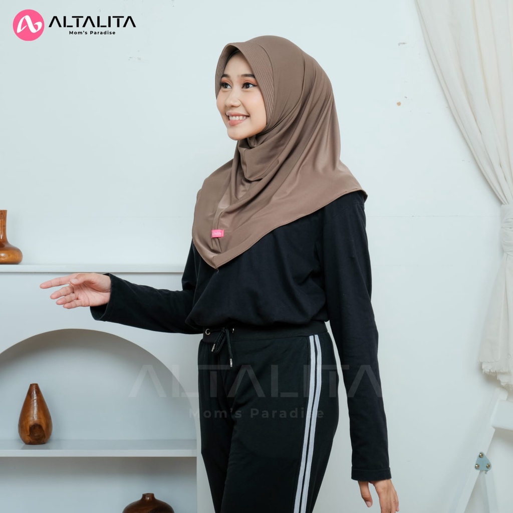 Altalita - Hijab Bergo Sport Instan Ukuran M pet Tebal Bahan Jersey Polos Premium Menutup Dada Cocok Untuk Sekolah Olahraga Volly Futsal Senam dan Sehari-Hari