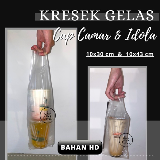Kresek Gelas HD bening - 10x30, 10x43 cm. Kantong gelas Idola, kresek pop ice, kresek cup es, kanton