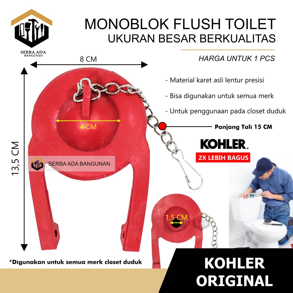 MONOBLOK BESAR KECIL FLUSH KARET MODEL TOTO PELAMPUNG TUTUP KLOSET WC DUDUK TOILET