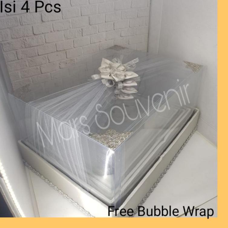 

㍐ Box Hantaran Seserahan Mika Tile Silver 1 Set Isi 4 Box - TERMURAH 79W
