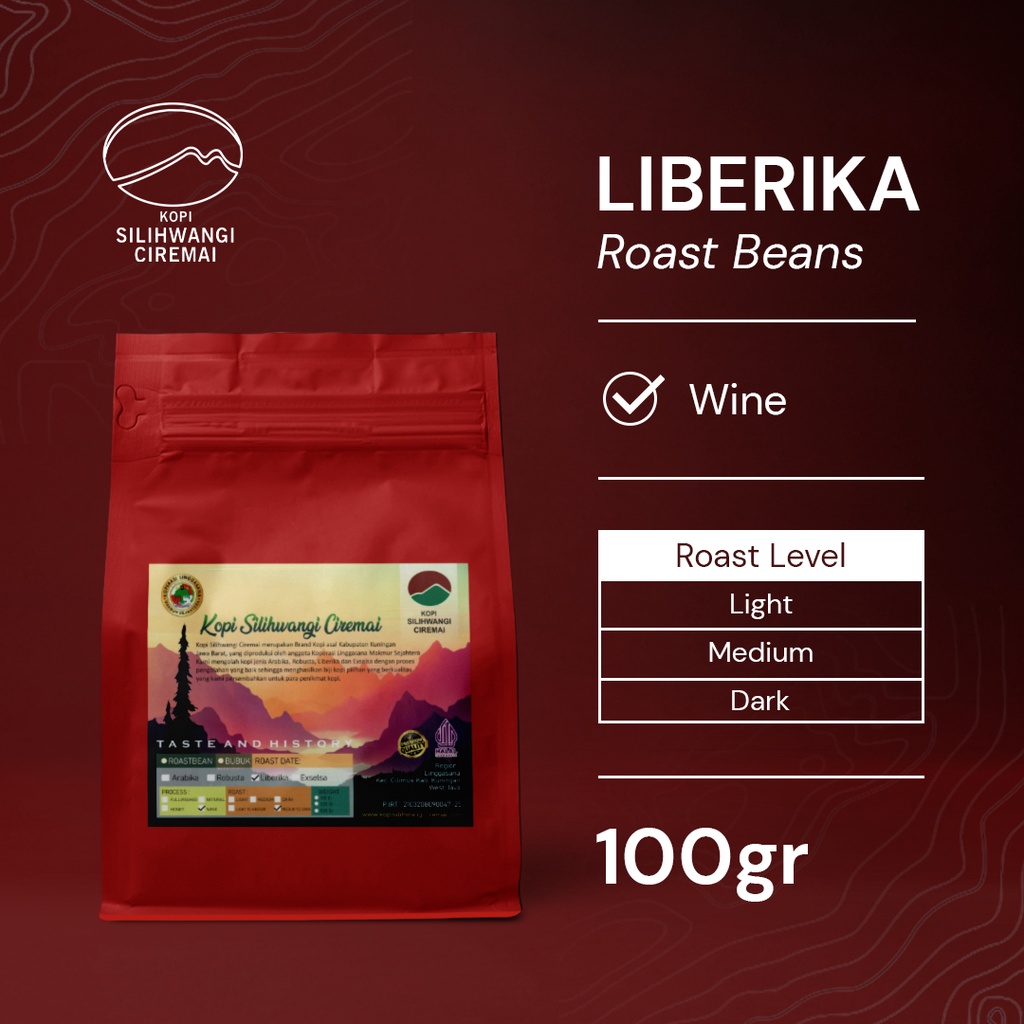 

Biji Kopi Roasted Beans Liberica Wine Asli Kuningan 100 Gram Premium